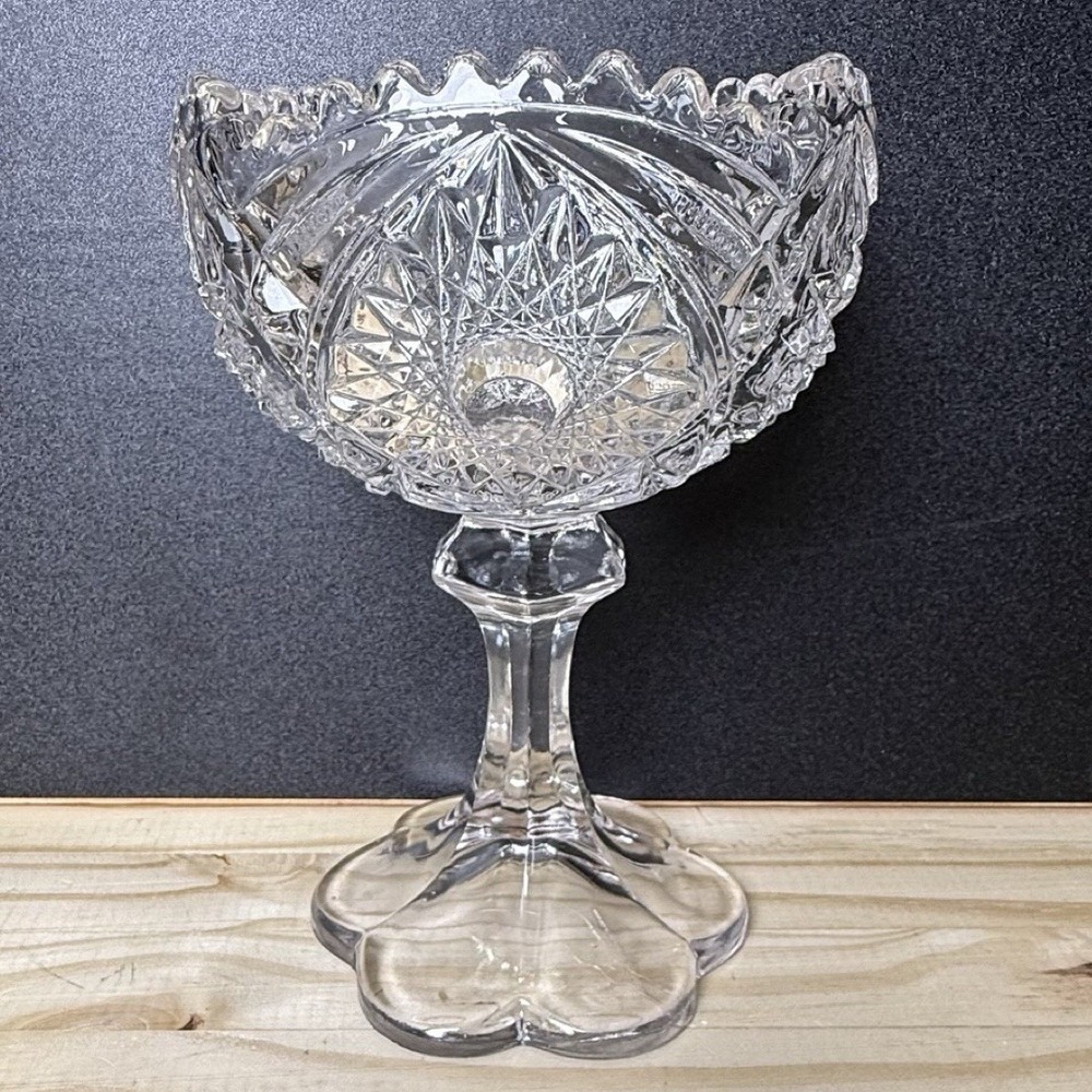 Martec Clear by McKee Open Jam/Jelly Footed Compote EAPG 7" Tall x 4.5"